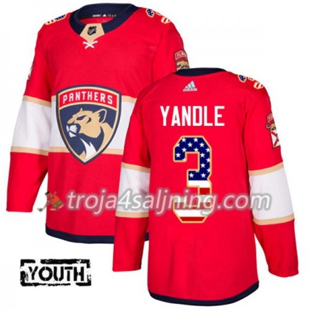 Florida Panthers tröja Keith Yandle 3 Röd USA Flag Fashion 2017-2018 Adidas Authentic - NHL Tröjor Barn